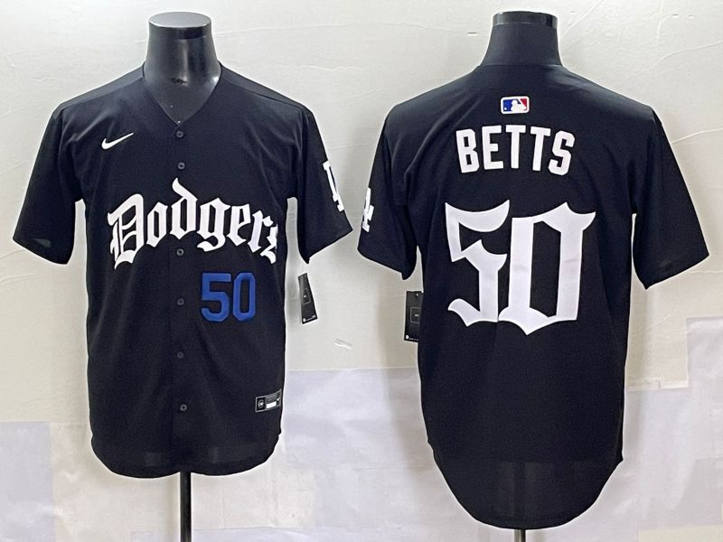Men 2025 Los Angeles Dodgers #50 Betts Black Seventh generation Joint Name Nike MLB Jersey style 4->los angeles dodgers->MLB Jersey